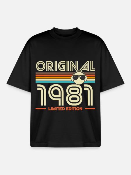Original 1981 Édition Limitée - T-shirt unisexe boxy épais biologique Stanley/Stella - noir
