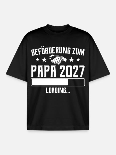 Promotion to Dad 2027 Loading Gift - Boxy Heavyweight Unisex Organic T-Shirt by Stanley/Stella - black