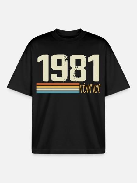 February 1981 - February 1981 Anniversary 1981 - Boxy Heavyweight Unisex Organic T-Shirt by Stanley/Stella - black