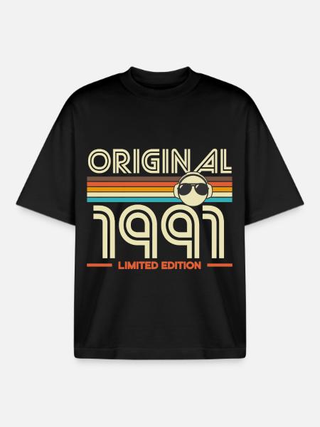Original 1991 Limited Edition - Boxy Heavyweight Unisex Organic T-Shirt by Stanley/Stella - black