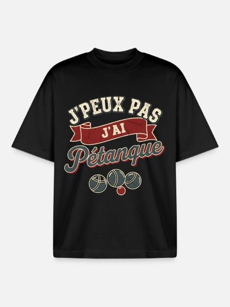 I can't I played pétanque - Boxy Heavyweight Unisex Organic T-Shirt by Stanley/Stella - black