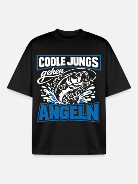 Cool Guys Go Fishing - Boxy Heavyweight Unisex Organic T-Shirt by Stanley/Stella - black