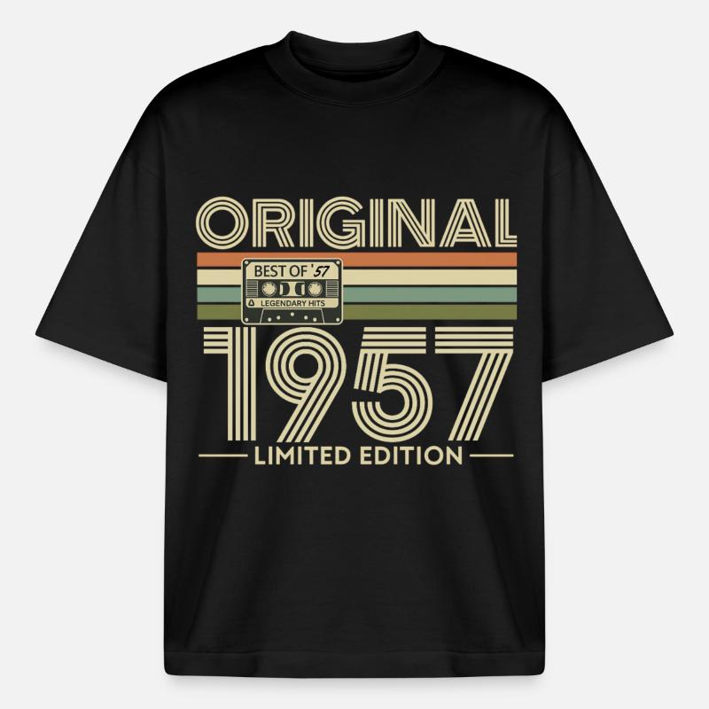 Original 1957 Limited Edition Retro - Boxy Heavyweight Unisex Organic T-Shirt by Stanley/Stella - black