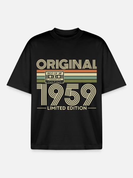 1959 limitierte Kassette - Boxy Heavyweight Unisex Organic T-Shirt von Stanley/Stella - Schwarz