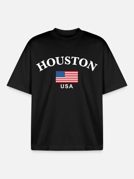 Houston, USA - Boxy Heavyweight Unisex Organic T-Shirt by Stanley/Stella - black
