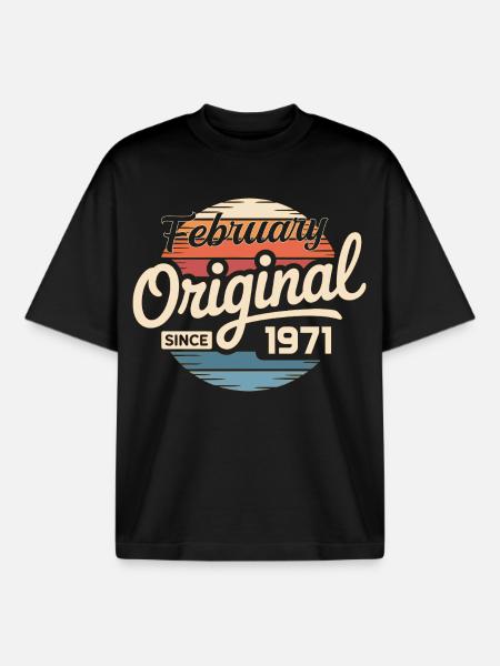 February 1971 Birthday present February 1971 - Boxy Heavyweight Unisex Organic T-Shirt by Stanley/Stella - black