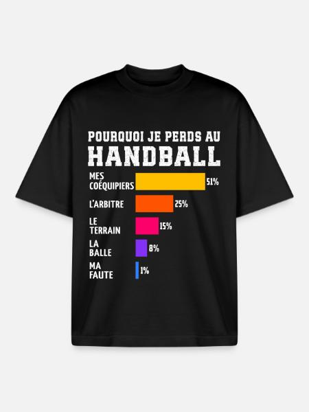Why I Lose at Handball - Boxy Heavyweight Unisex Organic T-Shirt by Stanley/Stella - black