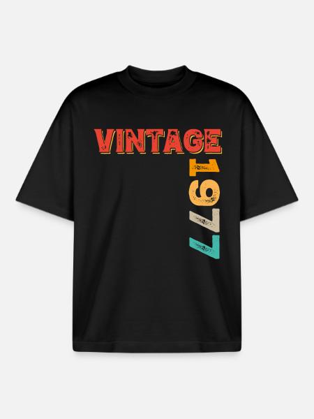 Millésime 1977 - T-shirt unisexe boxy épais biologique Stanley/Stella - noir