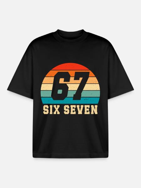 67 Six Seven Brainrot - Boxy Heavyweight Unisex Organic T-Shirt von Stanley/Stella - Schwarz