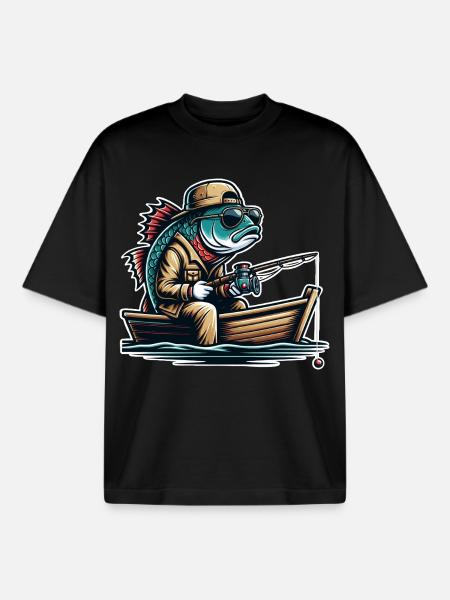 Angeln Angler - Boxy Heavyweight Unisex Organic T-Shirt von Stanley/Stella - Schwarz