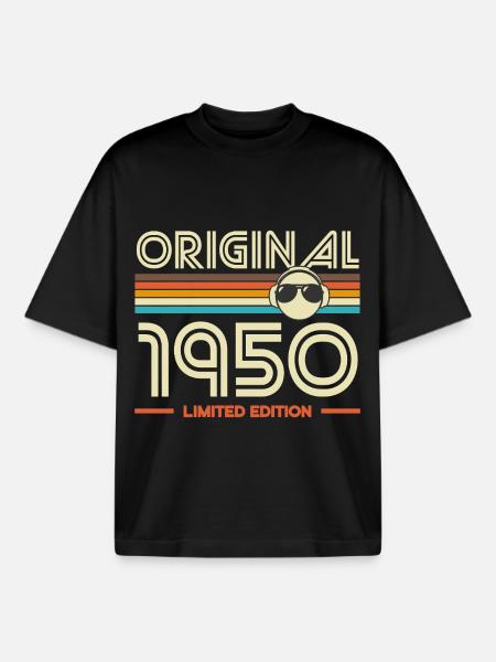 Original 1950's Retro Tee - Boxy Heavyweight Unisex Organic T-Shirt by Stanley/Stella - black