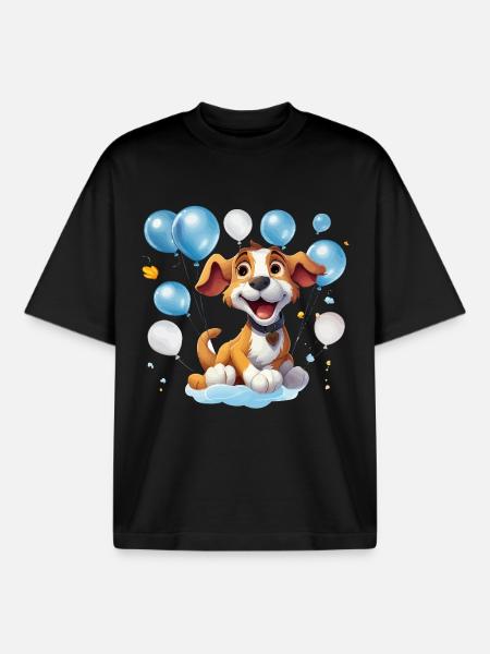 Lustiger Ballonhund im Partylook - Boxy Heavyweight Unisex Organic T-Shirt von Stanley/Stella - Schwarz