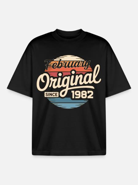 February 1982 Birthday present February 1982 - Boxy Heavyweight Unisex Organic T-Shirt by Stanley/Stella - black