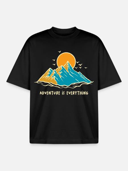 Adventure Is Everything Shirt - Boxy Heavyweight Unisex Organic T-Shirt by Stanley/Stella - black