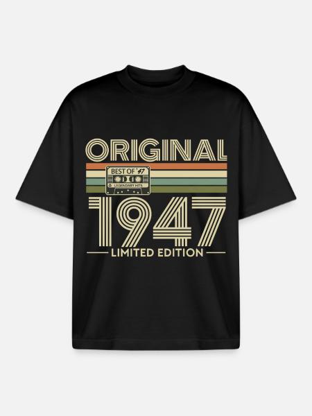 Original 1947 Limited Edition Retro - Boxy Heavyweight Unisex Organic T-Shirt by Stanley/Stella - black