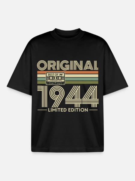 Original 1944 Limited Edition Retro - Boxy Heavyweight Unisex Organic T-Shirt by Stanley/Stella - black