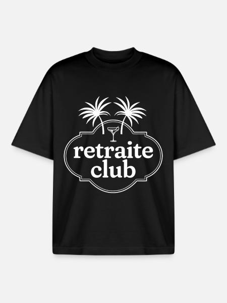 Retraite Club (texte blanc) - T-shirt unisexe boxy épais biologique Stanley/Stella - noir