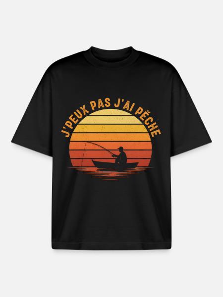 I can't I fished - Boxy Heavyweight Unisex Organic T-Shirt by Stanley/Stella - black