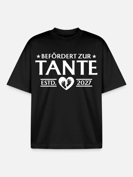 Aunt-to-be 2027 - Pregnancy Announcement - Boxy Heavyweight Unisex Organic T-Shirt by Stanley/Stella - black