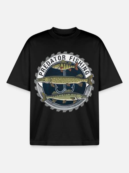 Predator Fishing Raubfisch Angeln - Boxy Heavyweight Unisex Organic T-Shirt by Stanley/Stella - black