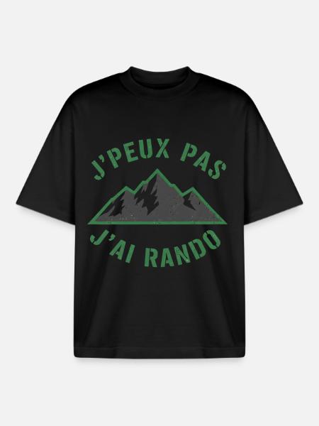 Green Mountains and Slogan Hiking - Boxy Heavyweight Unisex Organic T-Shirt by Stanley/Stella - black