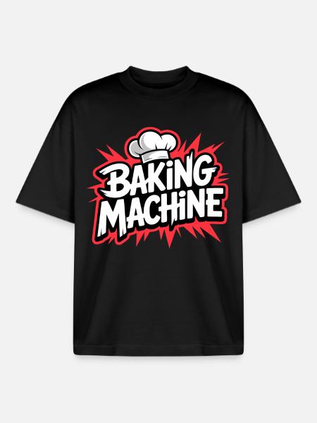 Baking Machine Fun - Boxy Heavyweight Unisex Organic T-Shirt by Stanley/Stella - black