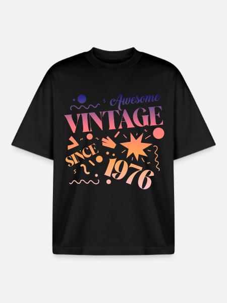 Millésime 1976 - T-shirt unisexe boxy épais biologique Stanley/Stella - noir