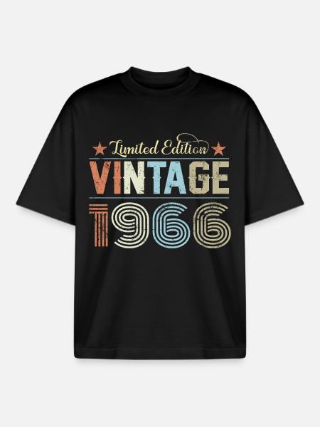 Millésime 1966 - T-shirt unisexe boxy épais biologique Stanley/Stella - noir