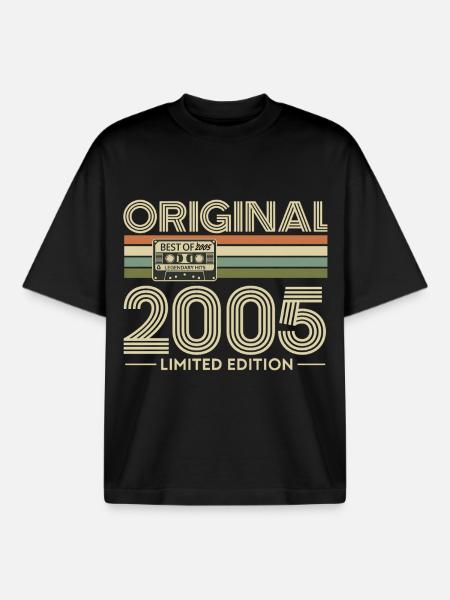 Original 2005 Limited Edition Retro - Boxy Heavyweight Unisex Organic T-Shirt by Stanley/Stella - black