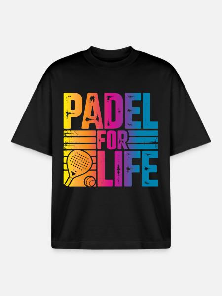 Padel for life - Boxy Heavyweight Unisex Organic T-Shirt von Stanley/Stella - Schwarz