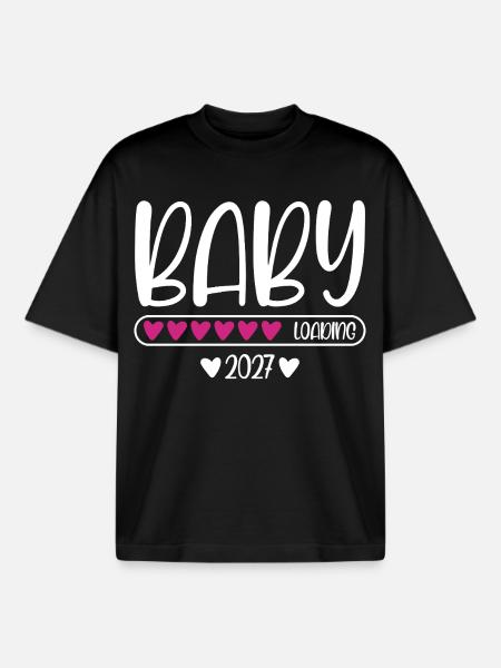 Baby 2027 loading heart loading bar - Boxy Heavyweight Unisex Organic T-Shirt by Stanley/Stella - black