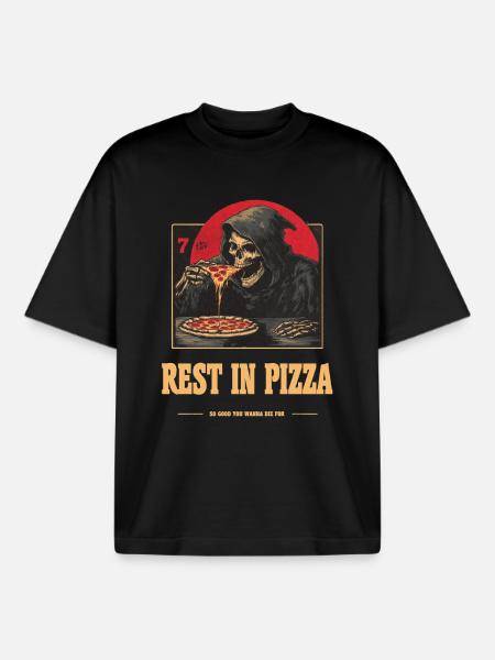 Rest in Pizza - Boxy Heavyweight Unisex Organic T-Shirt by Stanley/Stella - black