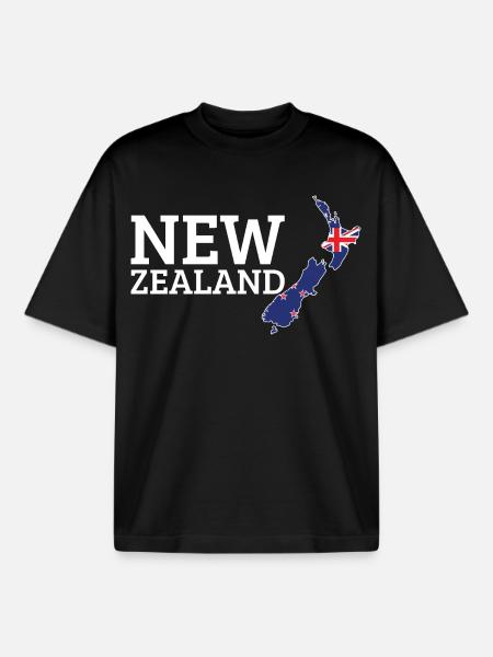 Drapeau néo-zélandais Cool Néo-Zélandais - T-shirt unisexe boxy épais biologique Stanley/Stella - noir