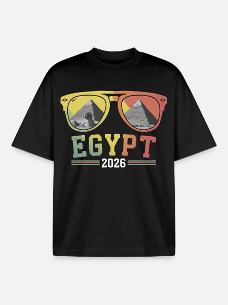 Egypt Vacation 2026 Pyramids - Boxy Heavyweight Unisex Organic T-Shirt by Stanley/Stella - black