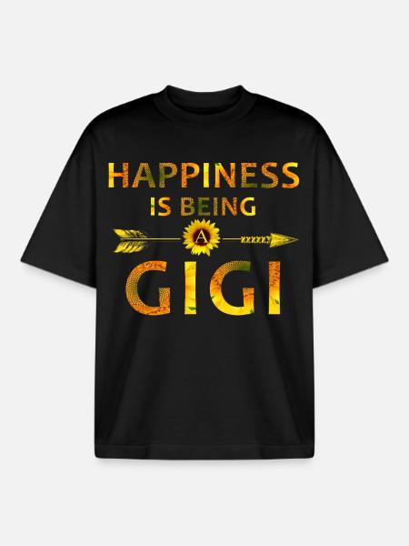 Happiness Is Being a Gigi Sunflower - Boxy Heavyweight Unisex Organic T-Shirt by Stanley/Stella - black