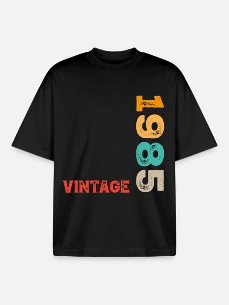 Millésime 1985 - T-shirt unisexe boxy épais biologique Stanley/Stella - noir