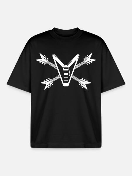 Guitar Skull and Crossbones - Boxy Heavyweight Unisex Organic T-Shirt by Stanley/Stella - black