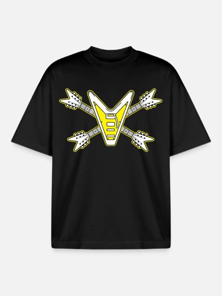 Guitar Skull and Crossbones - Boxy Heavyweight Unisex Organic T-Shirt by Stanley/Stella - black