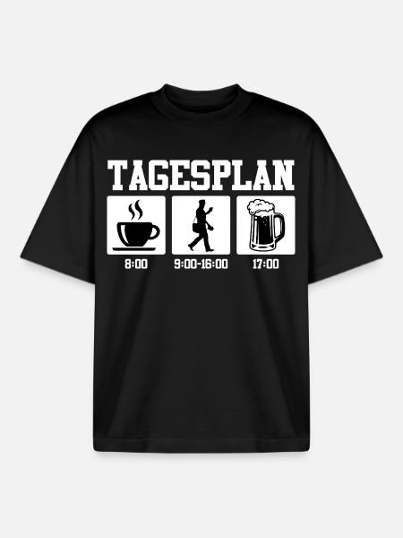 Postman DAILY SCHEDULE Parcel Deliverer Funny - Boxy Heavyweight Unisex Organic T-Shirt by Stanley/Stella - black