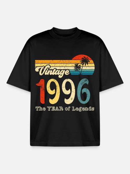 Millésime 1996 - T-shirt unisexe boxy épais biologique Stanley/Stella - noir