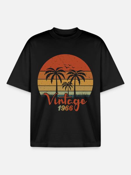 1966 Year of birth - Boxy Heavyweight Unisex Organic T-Shirt by Stanley/Stella - black