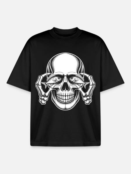 Skull with Fish Eyes - Boxy Heavyweight Unisex Organic T-Shirt by Stanley/Stella - black