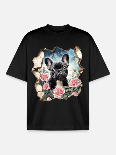 French Bulldog - Boxy Heavyweight Unisex Organic T-Shirt by Stanley/Stella - black
