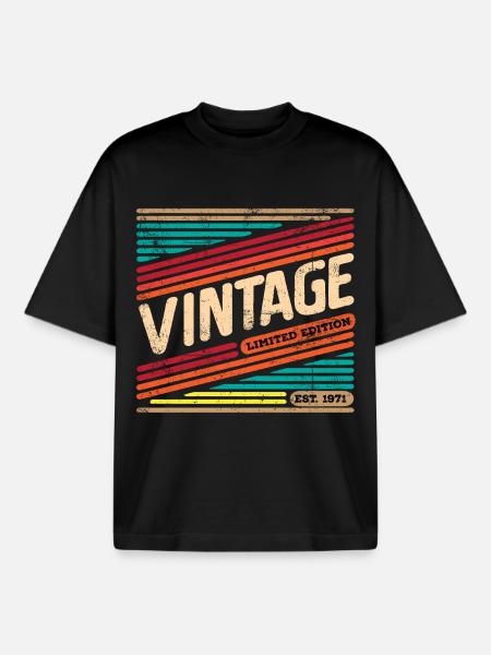 Millésime 1971 - T-shirt unisexe boxy épais biologique Stanley/Stella - noir