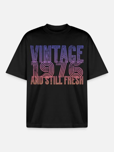 Millésime 1976 - T-shirt unisexe boxy épais biologique Stanley/Stella - noir