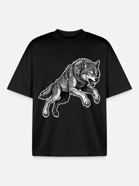 Wild Wolf Race Maskottchen Alpha Wolf - Boxy Heavyweight Unisex Organic T-Shirt von Stanley/Stella - Schwarz
