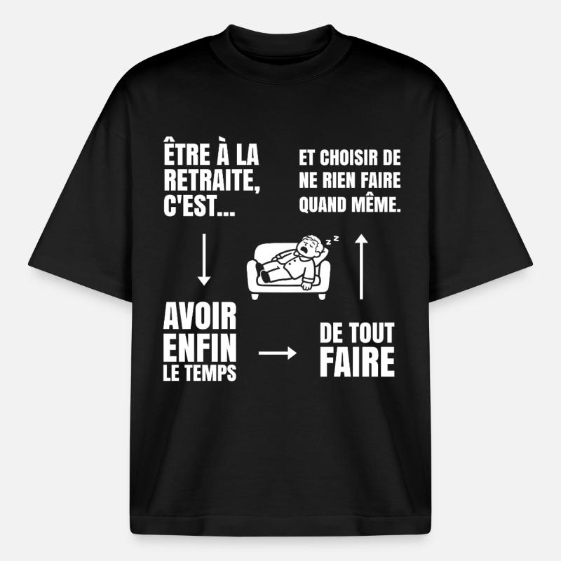 Die Kunst des Nichtstuns (weißer Text) - Boxy Heavyweight Unisex Organic T-Shirt von Stanley/Stella - Schwarz