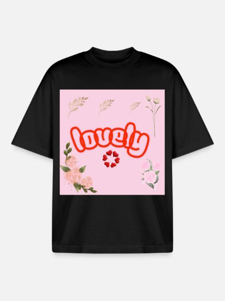 Lucky Neon Floral on Pink - Boxy Heavyweight Unisex Organic T-Shirt by Stanley/Stella - black