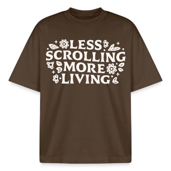 Stop scrolling doomscrolling offline quotes - Boxy Heavyweight Unisex Organic T-Shirt by Stanley/Stella - mocha - Front - AI Model Male 185 light (185cm) & AI Model Female 172 dark (172cm)