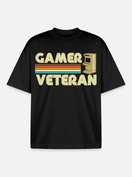 Gamer vétéran - T-shirt unisexe boxy épais biologique Stanley/Stella - noir